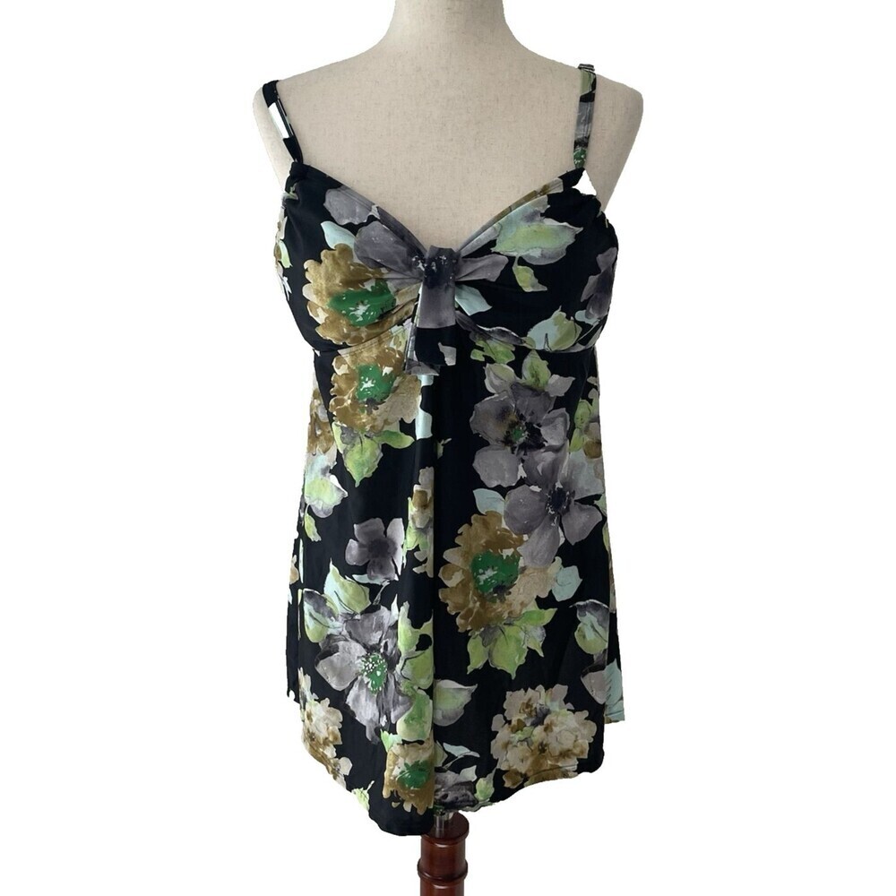 Swimsuits For all Women’s 16 Swim Tank Floral Black Green Sweetheart Full Cover